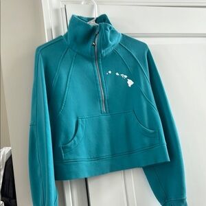 lululemon athletica Blue Half-Zip Cowl Sweater
